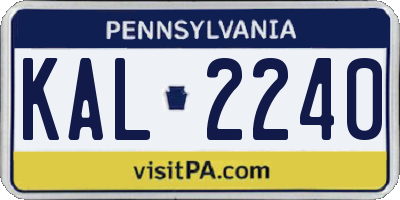 PA license plate KAL2240