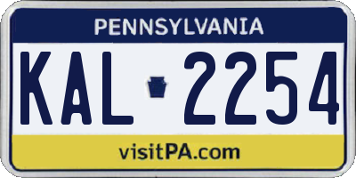 PA license plate KAL2254