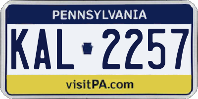 PA license plate KAL2257