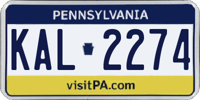 PA license plate KAL2274