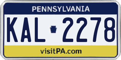 PA license plate KAL2278