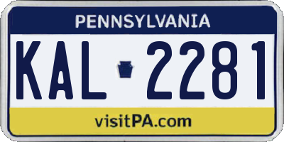 PA license plate KAL2281