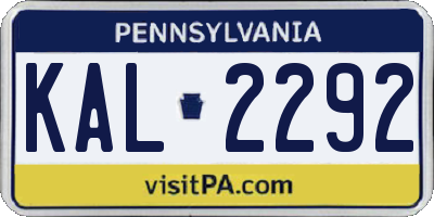PA license plate KAL2292