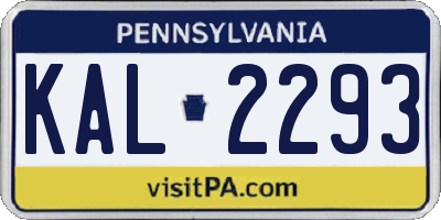 PA license plate KAL2293
