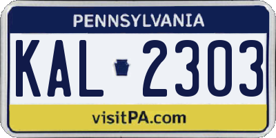 PA license plate KAL2303