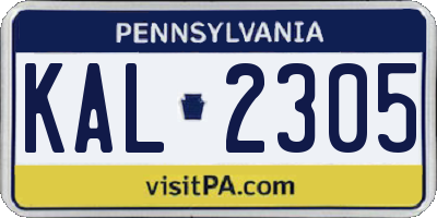 PA license plate KAL2305
