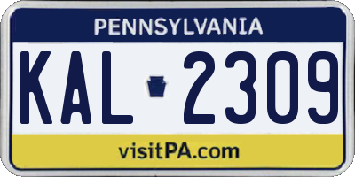 PA license plate KAL2309