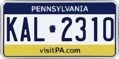 PA license plate KAL2310