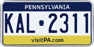 PA license plate KAL2311