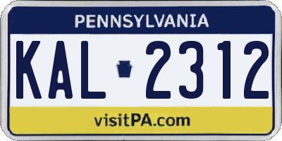 PA license plate KAL2312