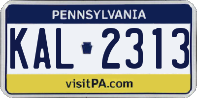 PA license plate KAL2313