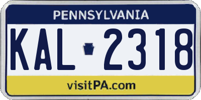 PA license plate KAL2318