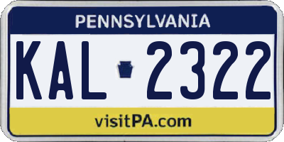 PA license plate KAL2322