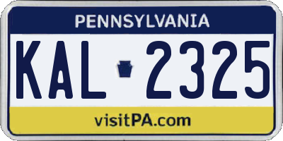 PA license plate KAL2325
