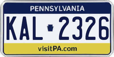 PA license plate KAL2326