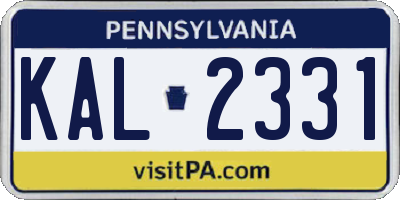 PA license plate KAL2331