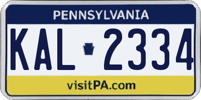 PA license plate KAL2334