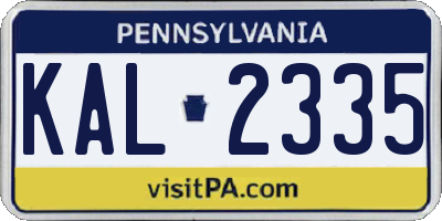PA license plate KAL2335
