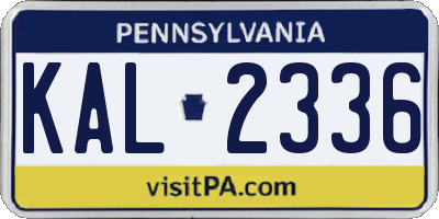 PA license plate KAL2336