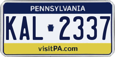 PA license plate KAL2337