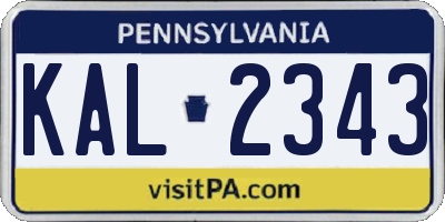 PA license plate KAL2343