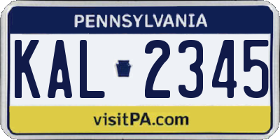 PA license plate KAL2345