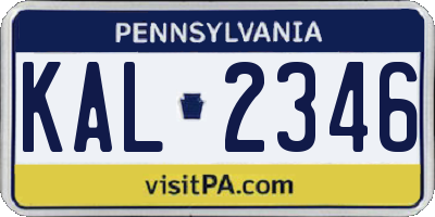 PA license plate KAL2346