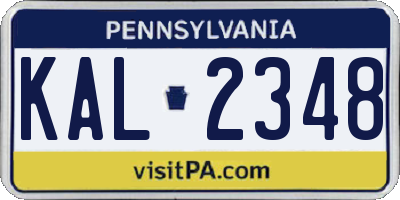 PA license plate KAL2348