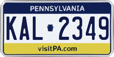PA license plate KAL2349
