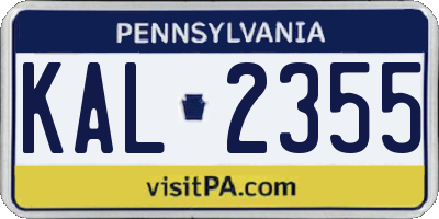 PA license plate KAL2355