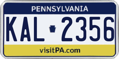 PA license plate KAL2356
