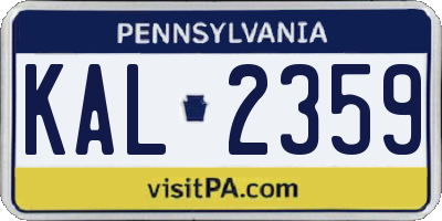 PA license plate KAL2359