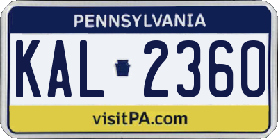 PA license plate KAL2360