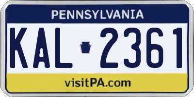 PA license plate KAL2361