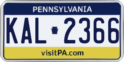 PA license plate KAL2366