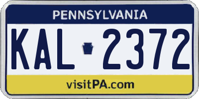 PA license plate KAL2372