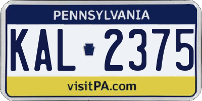 PA license plate KAL2375