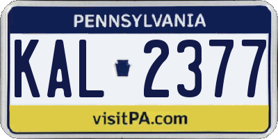 PA license plate KAL2377