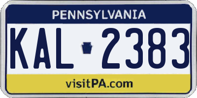 PA license plate KAL2383
