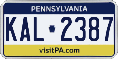 PA license plate KAL2387