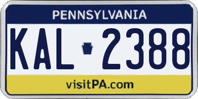 PA license plate KAL2388