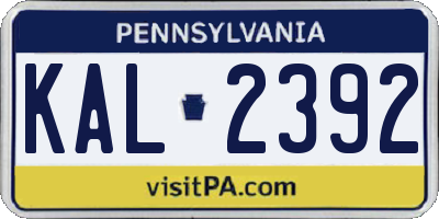 PA license plate KAL2392