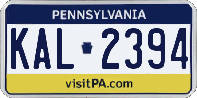 PA license plate KAL2394