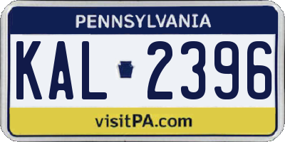 PA license plate KAL2396