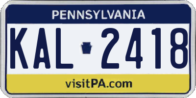 PA license plate KAL2418