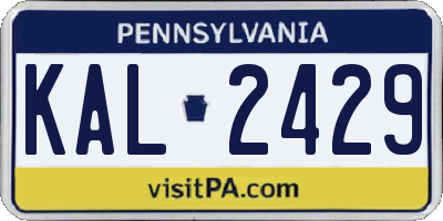PA license plate KAL2429