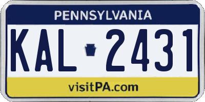 PA license plate KAL2431