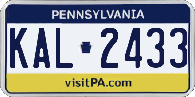 PA license plate KAL2433