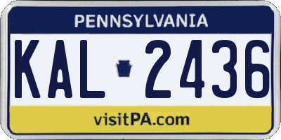 PA license plate KAL2436
