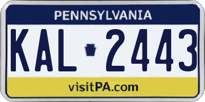 PA license plate KAL2443